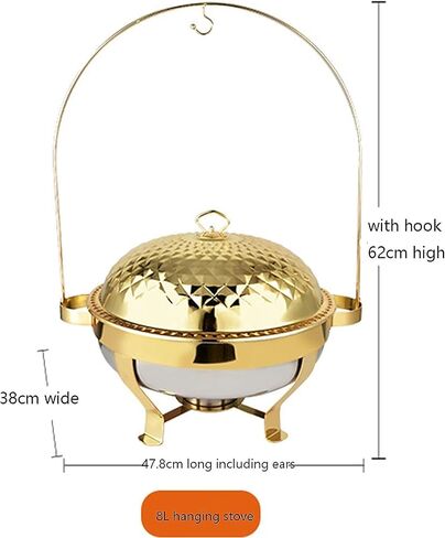 Buffet Servers and Heaters - Food Heaters for Catering Events, Buffet Sets, Stainless Steel Catering Food Heaters, Hotpot Buffet Sets, Cold Plate Server Sets,Silver-4.5L (Gold in Saudi Arabia