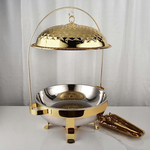 Buffet Servers and Heaters - Food Heaters for Catering Events, Buffet Sets, Stainless Steel Catering Food Heaters, Hotpot Buffet Sets, Cold Plate Server Sets,Silver-4.5L (Gold in Saudi Arabia