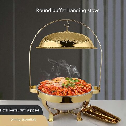 Buffet Servers and Heaters - Food Heaters for Catering Events, Buffet Sets, Stainless Steel Catering Food Heaters, Hotpot Buffet Sets, Cold Plate Server Sets,Silver-4.5L (Gold in Saudi Arabia