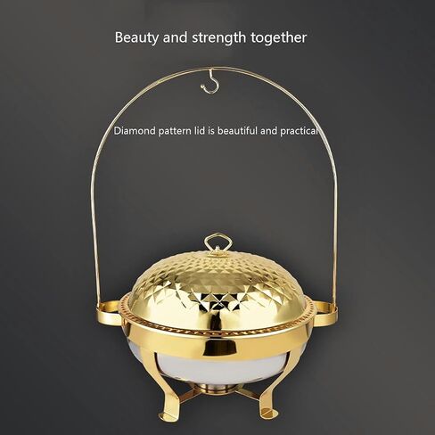 Buffet Servers and Heaters - Food Heaters for Catering Events, Buffet Sets, Stainless Steel Catering Food Heaters, Hotpot Buffet Sets, Cold Plate Server Sets,Silver-4.5L (Gold in Saudi Arabia