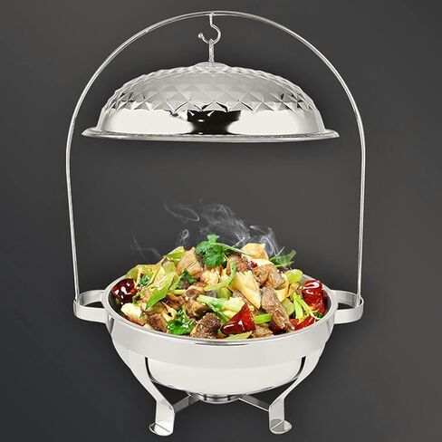 Buffet Servers and Heaters - Food Heaters for Catering Events, Buffet Sets, Stainless Steel Catering Food Heaters, Hotpot Buffet Sets, Cold Plate Server Sets,Silver-4.5L (Gold in Saudi Arabia