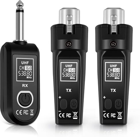 Ease of Use 2.4GHz Professional Wireless XLR Microphone System - 1 Receiver & 2 Transmitters, for Dynamic Mic, Audio Mixer, Electric Guitar & Bass in Saudi Arabia