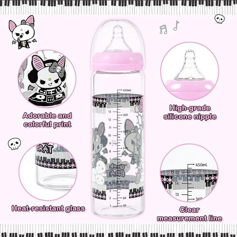 LittleForBig Adult Baby Bottle Ultra Printed Specialty Oversized Glass Feeding Bella Goth Brat Pattern in Saudi Arabia