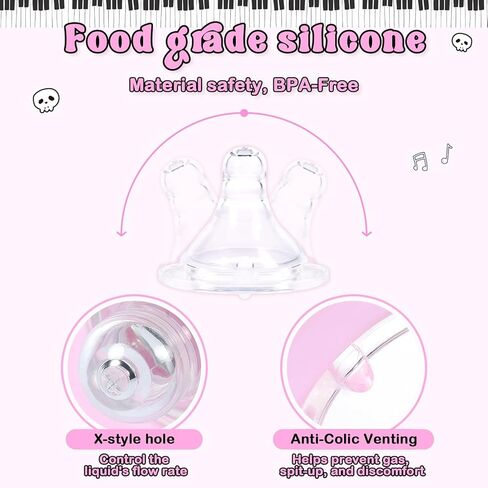 LittleForBig Adult Baby Bottle Ultra Printed Specialty Oversized Glass Feeding Bella Goth Brat Pattern in Saudi Arabia