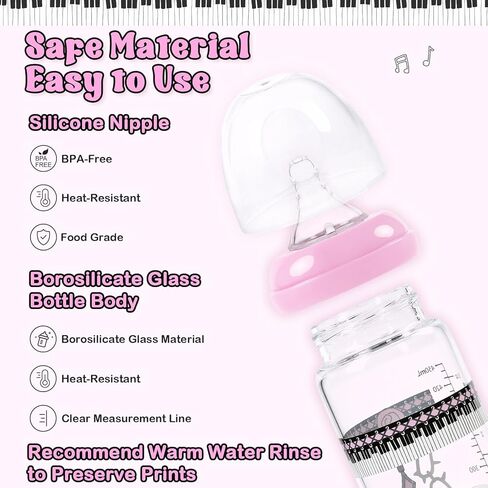 LittleForBig Adult Baby Bottle Ultra Printed Specialty Oversized Glass Feeding Bella Goth Brat Pattern in Saudi Arabia