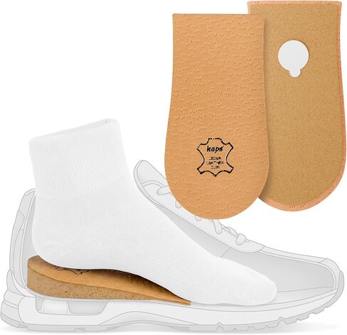 1 x Heel Raise, Heel Lift Elevator, Heel Pad, Orthotic Wedge, Many Widths and Heights, Leather Cover, Kaps Topmed Plus, Supplied to NHS, 1 Piece (Height 5 mm / 0.2 inch - size S) in Kuwait