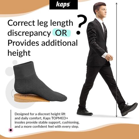 1 x Heel Raise, Heel Lift Elevator, Heel Pad, Orthotic Wedge, Many Widths and Heights, Leather Cover, Kaps Topmed Plus, Supplied to NHS, 1 Piece (Height 5 mm / 0.2 inch - size S) in Kuwait