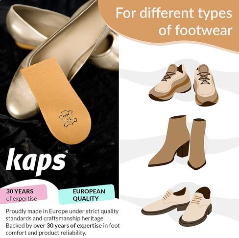 1 x Heel Raise, Heel Lift Elevator, Heel Pad, Orthotic Wedge, Many Widths and Heights, Leather Cover, Kaps Topmed Plus, Supplied to NHS, 1 Piece (Height 5 mm / 0.2 inch - size S) in Kuwait