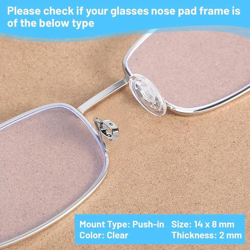 10 Pairs Push in Nose Pads for Glasses, 0.55inch Eyeglasses Nose Pads Soft Silicone Glasses Pad Replacement Clear Anti-Slip Snap-in Bridge Pad for Eye Glass Sunglasses in Saudi Arabia