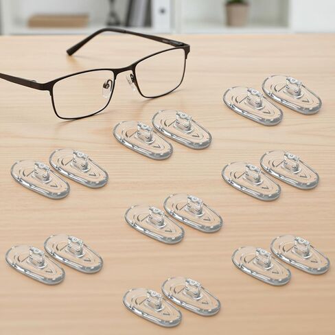 10 Pairs Push in Nose Pads for Glasses, 0.55inch Eyeglasses Nose Pads Soft Silicone Glasses Pad Replacement Clear Anti-Slip Snap-in Bridge Pad for Eye Glass Sunglasses in Saudi Arabia