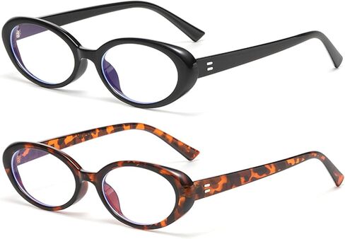 Retro Oval Blue Light Blocking Glasses for Women Men Fashion 90s Vintage Small Eyeglasses in Kuwait