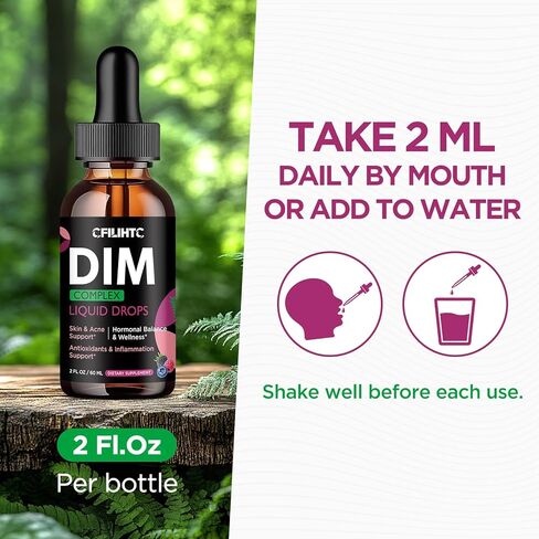 مكمل قطرات سائلة من DIM للنساء - تناغم الهرمونات للنساء ومكملات حب الشباب مع الفيتامينات المتعددة والإينوزيتول والسلفورفان - توازن الهرمونات، دعم البشرة والمزاج الشفاف، نكهة التوت المختلطة 2 أونصة سائلة in Kuwait