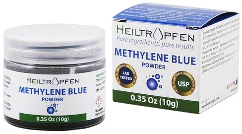 مسحوق الميثيلين الأزرق 0.35 أونصة - 10 جم | درجة نقاء فائقة | مكونات من فئة USP Pharma - تم اختبارها بواسطة طرف ثالث | خالي من الفورمالديهايد | بما في ذلك ملعقة | هيلتروبفين® in Kuwait