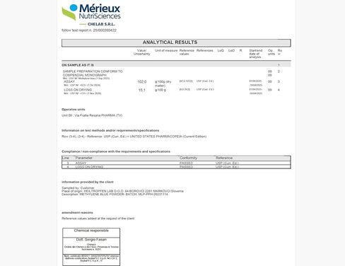مسحوق الميثيلين الأزرق 0.35 أونصة - 10 جم | درجة نقاء فائقة | مكونات من فئة USP Pharma - تم اختبارها بواسطة طرف ثالث | خالي من الفورمالديهايد | بما في ذلك ملعقة | هيلتروبفين® in Kuwait
