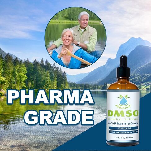DMSO Liquid 70% with Demineralized Water 30%, Dimethyl Sulfoxide for Joint & Muscle, Low Odor, Fast Absorbing, 3.4 fl oz Glass Dropper Bottle in Kuwait