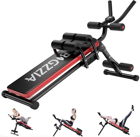Bigzzia Ab Machine, 5-in-1 Adjustable Ab Workout Bench Core Abdomen Trainer for Stomach Workout, Crunch Machine Exercise Equipment for Home Gym - Sit UP, Push UP, Leg Press, Glider, Roman Chair, 330lbs Capacity in Saudi Arabia