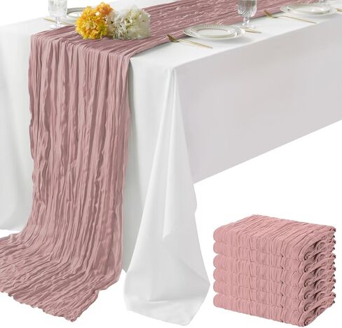 6 عبوات من مفرش طاولة من القماش القطني الأخضر مقاس 35 بوصة × 120 بوصة من قماش الشاش مفرش طاولة شفاف ريفي لحفلات الزفاف وأعياد الميلاد وحفلات استقبال المولود الجديد باللون الأخضر المريمية 6 عبوات in Kuwait