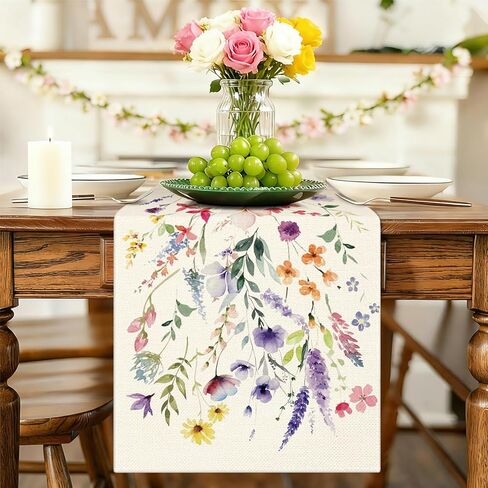 artscope الزهور البرية الزهور الربيع الجدول عداء، الصيف الزهور النباتات بلوم عطلة المطبخ طاولة الطعام الديكور لفصل الربيع ديكور المنزل 13x72 بوصة in Kuwait