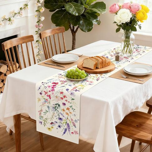 artscope الزهور البرية الزهور الربيع الجدول عداء، الصيف الزهور النباتات بلوم عطلة المطبخ طاولة الطعام الديكور لفصل الربيع ديكور المنزل 13x72 بوصة in Kuwait