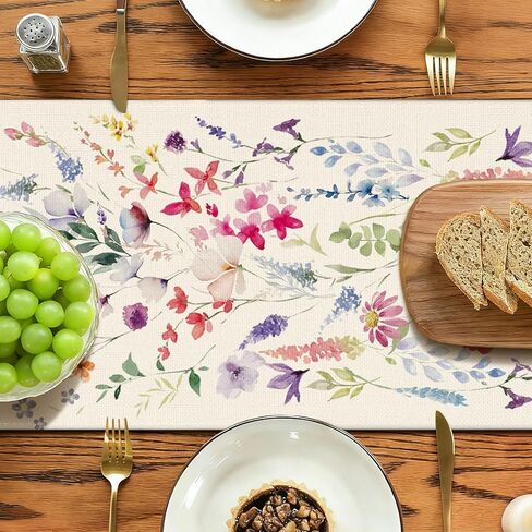 artscope الزهور البرية الزهور الربيع الجدول عداء، الصيف الزهور النباتات بلوم عطلة المطبخ طاولة الطعام الديكور لفصل الربيع ديكور المنزل 13x72 بوصة in Kuwait