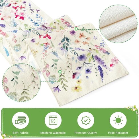 artscope الزهور البرية الزهور الربيع الجدول عداء، الصيف الزهور النباتات بلوم عطلة المطبخ طاولة الطعام الديكور لفصل الربيع ديكور المنزل 13x72 بوصة in Kuwait