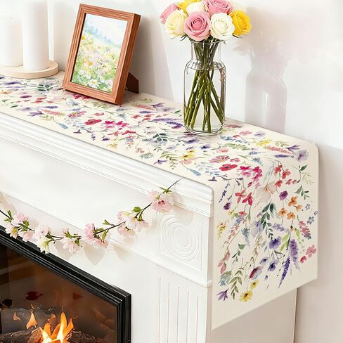 artscope الزهور البرية الزهور الربيع الجدول عداء، الصيف الزهور النباتات بلوم عطلة المطبخ طاولة الطعام الديكور لفصل الربيع ديكور المنزل 13x72 بوصة in Kuwait