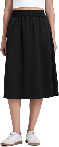 CRZ YOGA Lightweight Drapey Flowy Midi Skirts for Women - High Waisted Casual Travel Holiday A-Line Skort with Side Pockets in Saudi Arabia
