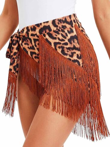 TWINKLEDE Latin Fringe Dance Skirt Leopard Wrap Hip Scarf Skirts for Women in Saudi Arabia