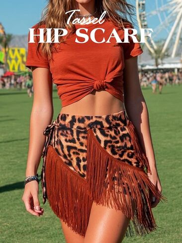 TWINKLEDE Latin Fringe Dance Skirt Leopard Wrap Hip Scarf Skirts for Women in Saudi Arabia