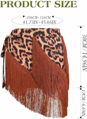 TWINKLEDE Latin Fringe Dance Skirt Leopard Wrap Hip Scarf Skirts for Women in Saudi Arabia