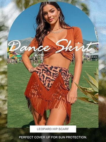 TWINKLEDE Latin Fringe Dance Skirt Leopard Wrap Hip Scarf Skirts for Women in Saudi Arabia
