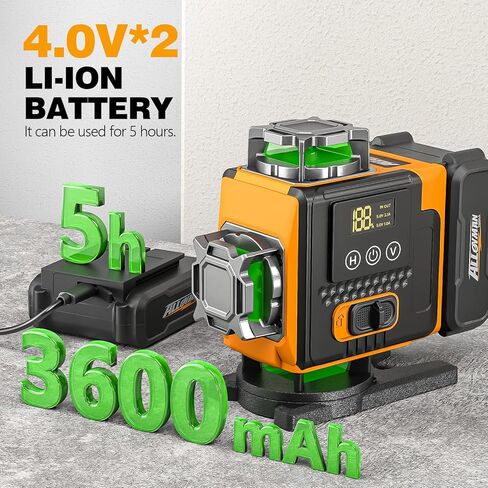 Alloyman Laser Level 360 Self Leveling مع حامل ثلاثي القوائم، 16 خطًا ليزر أخضر 4x360 درجة أداة تسوية الليزر، مستوى ليزر 4D لتعليق الصور والبناء، يتضمن دعامة مغناطيسية قوية in Kuwait