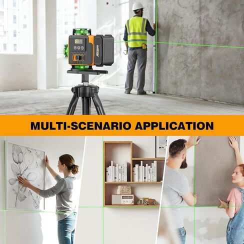 Alloyman Laser Level 360 Self Leveling مع حامل ثلاثي القوائم، 16 خطًا ليزر أخضر 4x360 درجة أداة تسوية الليزر، مستوى ليزر 4D لتعليق الصور والبناء، يتضمن دعامة مغناطيسية قوية in Kuwait