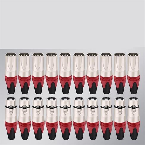 20 قطعة/10 مجموعات 3 دبوس XLR أنثى جاك ذكر التوصيل المهنية 3 القطب XLR مقبس التوصيل كابل الميكروفون محطة سلك موصل الفضة (10xM 10xF-Orange-S) in Kuwait