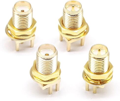 RP-SMA أنثى 16.5 مم جاك محول القابس حافة اللحام P C B الزاوية اليمنى المستقيمة جبل RF النحاس موصل التوصيل المقبس 5 قطع (RP-SMA أنثى نصف) in Kuwait