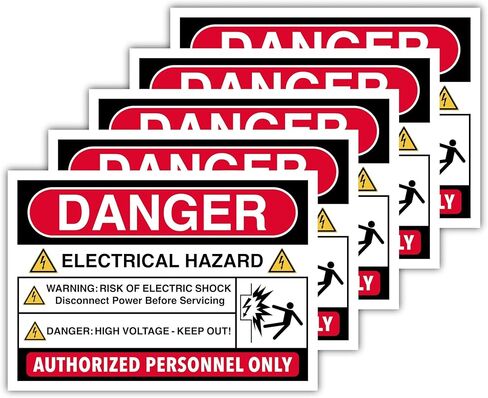 10-Pack: 5 Arc Flash & 5 Electrical Hazard Signs – NFPA 70E Labels – 4.13" x 5.83" Polypropylene Stickers with Glossy Lamination – Waterproof Decals for Electrical Panels & Breaker Boxes in Saudi Arabia