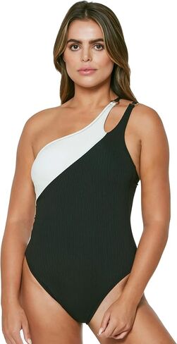 Jessica Simpson Women's One Piece Swimsuit Bathing Suit Asymmetric in Saudi Arabia