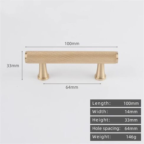خزائن المطبخ النحاسية سحب درج الأجهزة T-Bars مقبض 1 قطعة (4-L-100mm-64mm) in Kuwait
