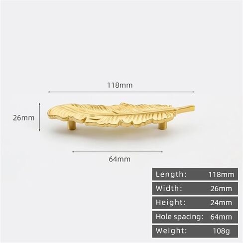 درج خزانة مطبخ بمقبض فضي من النحاس الصلب قطعة واحدة (L1110-64-Gold) in Kuwait