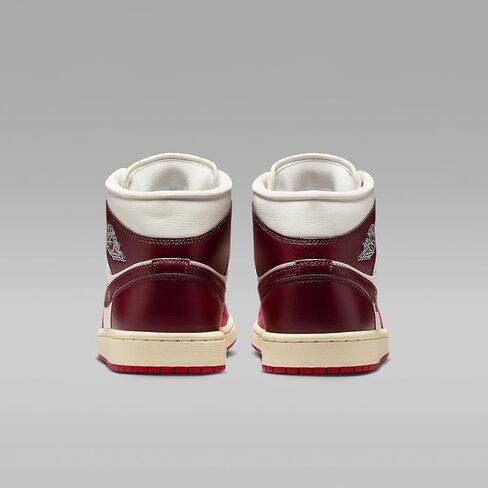 حذاء Air Jordan 1 Mid للنساء (شراع/كركديه غامض/حليب جوز الهند/أحمر فريقي داكن) مقاس 8.5 in Kuwait