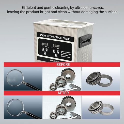 ZKH Professional Jewelry Cleaning Machine 3.2L, High Frequency Sonic Cleaner with Digital Timer&Heater, Ultrasonic Machine for Jewelry, Eyeglasses, Watch Straps, Ring, Dentures, Industrial Parts in Saudi Arabia