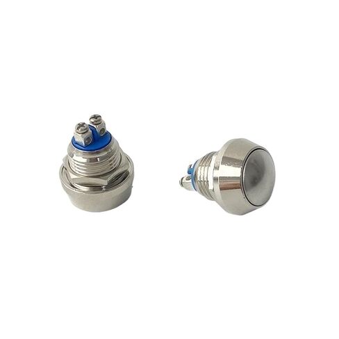 12mm DIY Reset Metal Push Button Switch 1A Spherical Ball Head Copper Plated Nickel Car Horn Door Control(Flat Head,1pc) in Saudi Arabia