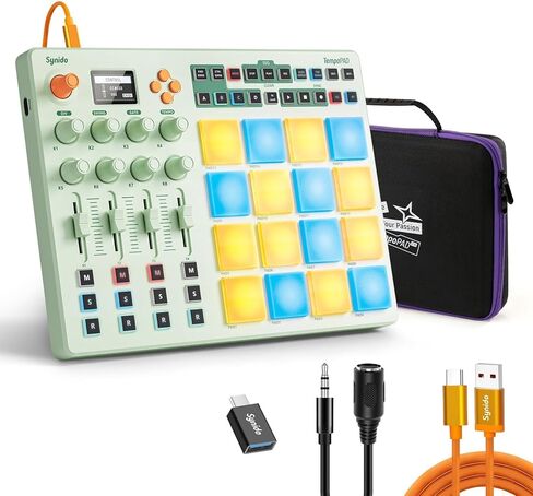 Midi Pad Controller, Portable Beat Maker Machine with Drum Pads, Beginners Beating Pad Velocity Sensitive, LED Display for Music Production (Wireless MIDI) in Kuwait