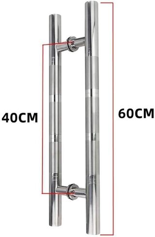Commercial Thickened Stainless Steel Round Tube Glass Door Handle/Wooden Door Push-Pull Handle/Sliding Barn Door Handle-8 Sizes(120×90cm)(60x40cm) in Kuwait