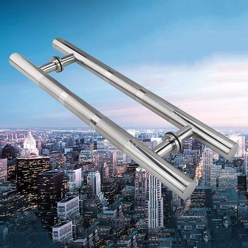 Commercial Thickened Stainless Steel Round Tube Glass Door Handle/Wooden Door Push-Pull Handle/Sliding Barn Door Handle-8 Sizes(120×90cm)(60x40cm) in Kuwait