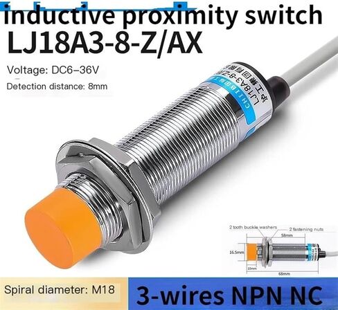 1pcs Inductance Proximity Switch LJ18A3-8-Z/AX Sensor 24V DC Three-Wire NPN Normally NC M18(LJ18A3-8-Z AX A) in Saudi Arabia