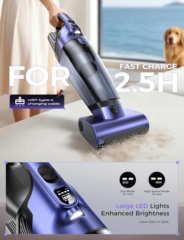 MAGIC JOHN Pet Hair Handheld Vacuum Cordless, 20000PA High Power Car Vacuum with Motorized Brush and LED Light, Rechargeable Hand Held Vacuum Cleaner with Reusable Filter for Car, Home, Office & Pet in Saudi Arabia