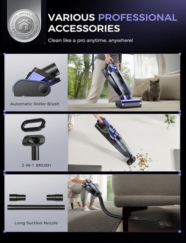 MAGIC JOHN Pet Hair Handheld Vacuum Cordless, 20000PA High Power Car Vacuum with Motorized Brush and LED Light, Rechargeable Hand Held Vacuum Cleaner with Reusable Filter for Car, Home, Office & Pet in Saudi Arabia
