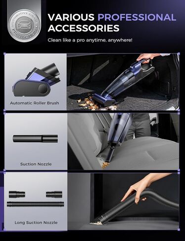 MAGIC JOHN Pet Hair Handheld Vacuum Cordless, 20000PA High Power Car Vacuum with Motorized Brush and LED Light, Rechargeable Hand Held Vacuum Cleaner with Reusable Filter for Car, Home, Office & Pet in Saudi Arabia