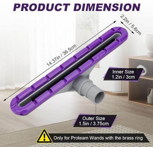 101446 أداة أرضية EZ Glide لمكنسات الظهر ProTeam 10 QT و6 QT وHoover Commercial C2401 - 1.5 بوصة تناسب عصا اقتران الجوز - رأس فرشاة نايلون متعدد الأسطح للأرضيات الصلبة والسجاد منخفض الوبر، 14 بوصة in Kuwait